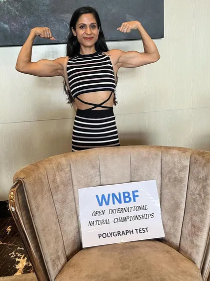 Celebrating after passing the polygraph test. This is a crucial step that upholds the integrity of natural bodybuilding federations like the WNBF.
