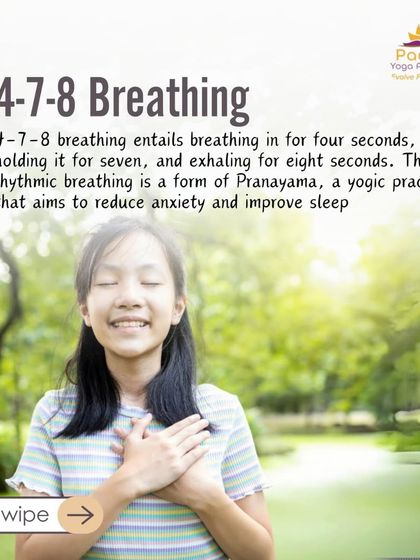 The 4-7-8 breathing technique is a rhythmic practice that helps reduce anxiety. We practice this simple pranayama exercise to calm the nervous system and prepare for better sleep.