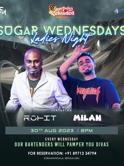 A flyer for an August Ladies Night.