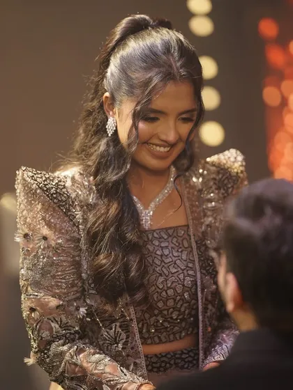 A candid from her Sangeet or Reception. Her smile shows how comfortable and happy she felt in her glam, which was light, fresh, and totally her.