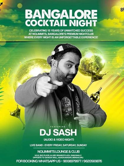 My Bangalore Cocktail Nights often feature a strong dose of Bollywood. This poster shows my dual role as a DJ and VJ.