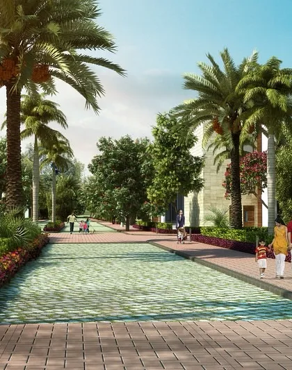 We design for people, not just cars. This wide, green pathway encourages walking and social interaction, contributing to a healthier lifestyle and a stronger sense of community.