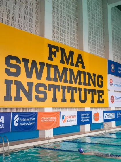 Our branding is bold and confident, just like our services. A large FMA banner at a swimming facility is a clear sign of quality and professionalism that clients and swimmers can trust.