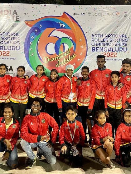 The 2022 Karnataka Inline Freestyle Skaters team. It's an honor to coach and be a part of this talented group of athletes.