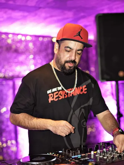 A shot of me at the decks, wearing my "We Are The Resistance" tee.