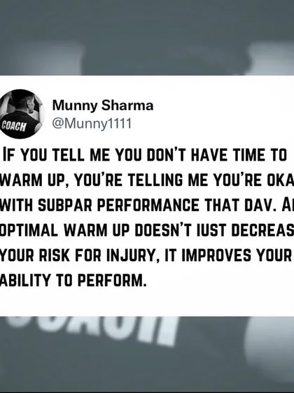If you tell me you don't have time to warm up, you're telling me you're okay with subpar performance and a higher risk of injury. An optimal warm-up is non-negotiable for serious training.