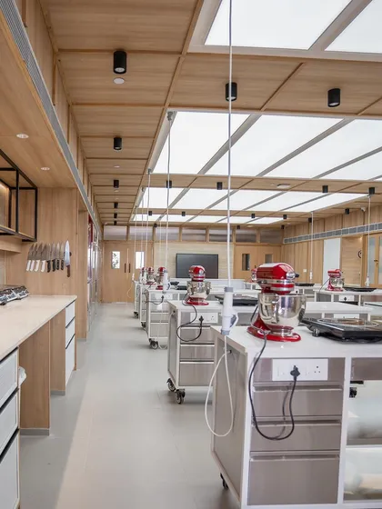 A look at the knife station and prep counters, highlighting our commitment to professional standards and safety.