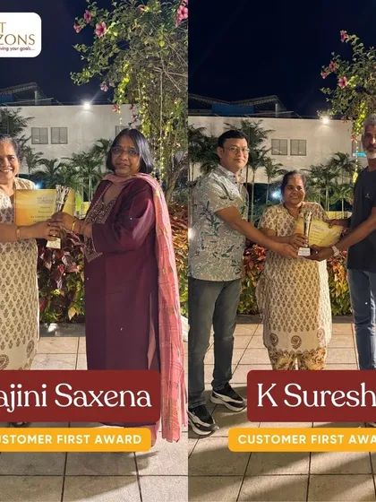 Celebrating our team members who always put the customer first. Rajini Saxena and K Suresh are seen here receiving the Customer First Award at our annual recognition event for their exceptional service.