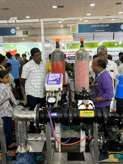 A glimpse of the action at the Agri Intex expo where our team demonstrates a complete fertigation and filtration unit. Farmers get a hands-on look at how our Aqua series filters and smart systems work together to deliver water and nutrients efficiently, sparking conversations about modernizing their farms.
