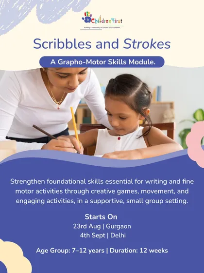Our "Scribbles and Strokes" module is a perfect example of our play-based approach to skill-building. Here, an occupational therapist guides a child through engaging activities designed to strengthen the foundational grapho-motor skills essential for writing, turning potential frustration into a fun and confidence-building experience.