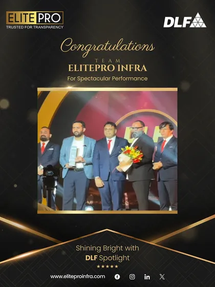 Our team on stage receiving the prestigious DLF Spotlight Award. These recognitions from top developers like DLF are a testament to our consistent performance and the trust we've built in the industry.