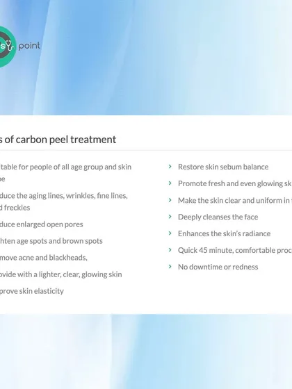 The benefits of a carbon peel are numerous. It's suitable for all skin types, reduces age spots, removes blackheads, and provides a lighter, glowing complexion with no downtime.