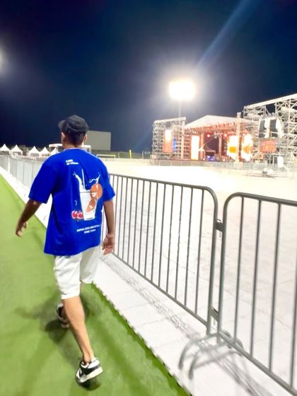 The calm before the storm. Walking towards the massive stage for a sound check before the Atif Aslam concert in Mauritius.