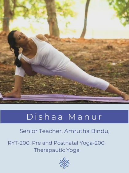 Meet Dishaa Manur, a senior teacher specializing in Yoga Therapy and restorative practices. Her expertise has helped many students alleviate various health conditions through a therapeutic approach.