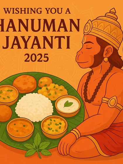 For Hanuman Jayanti, we offer simple and pure meals that honor the spirit of devotion. This thali is an example of the sattvik food we can prepare, made without onion or garlic and suitable for prasad.