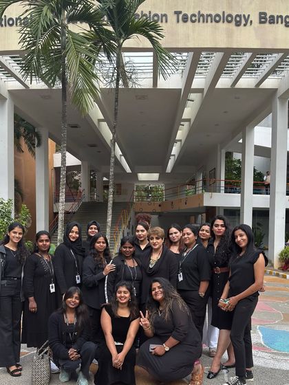 My amazing team after a successful fashion show at NIFT Bangalore. It's their hard work and talent that bring our creative visions to life.