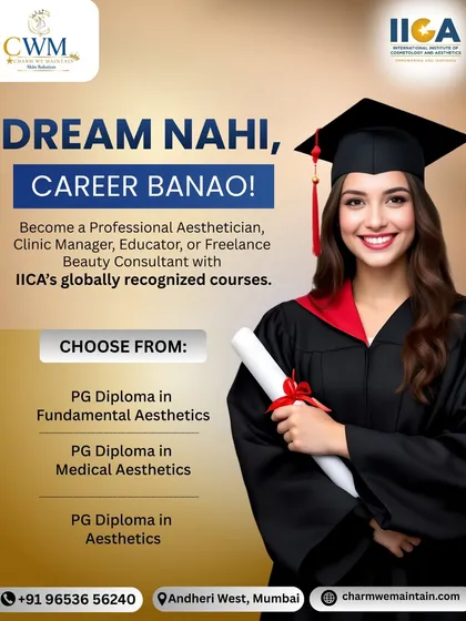 We believe in turning dreams into real, successful careers. This poster highlights the professional paths our aesthetics training opens up, from becoming a certified aesthetician or clinic manager to a freelance beauty consultant. With our globally recognized IICA courses, your career in skin science is not just a dream, but a plan.