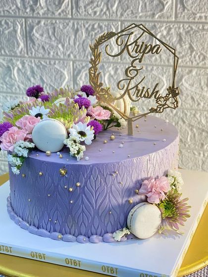 Another angle of the lovely lavender engagement cake.
