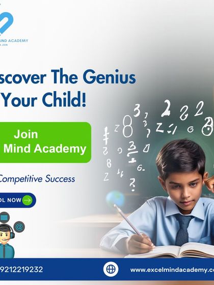 Discover the genius in your child. This graphic encourages enrollment for competitive success, highlighting our comprehensive coaching for classes 1-10.