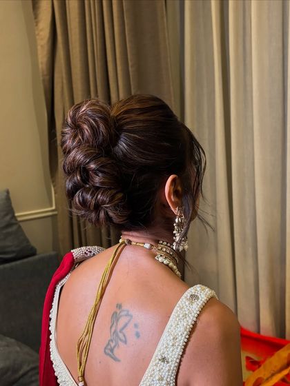 Another angle of the textured high bun.