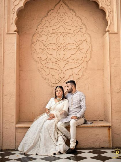 A beautifully composed shot of the couple. The makeup is subtle yet defining, perfect for capturing their connection and love.