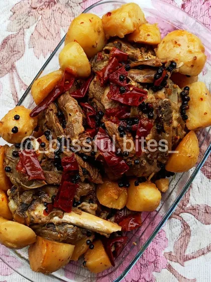 My Lamb Roast is a true feast. I marinate bone-in lamb with a special masala blend and slow-roast it with potatoes, red chilies, and whole spices until it's incredibly tender and juicy. It's a perfect centerpiece for a family dinner.