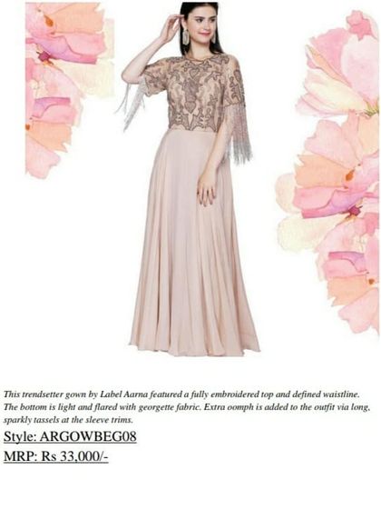 A trendsetter gown by Label AARNA, this piece has a fully embroidered top and sparkly tassels at the sleeve trims. Originally valued at Rs 33,000, it's a perfect example of the deals you can find.