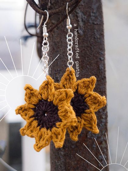 Shop these gorgeous sunflower earrings now! A styled shot of my 'Soorajmukhi' earrings, perfect for bringing sunshine wherever you go.