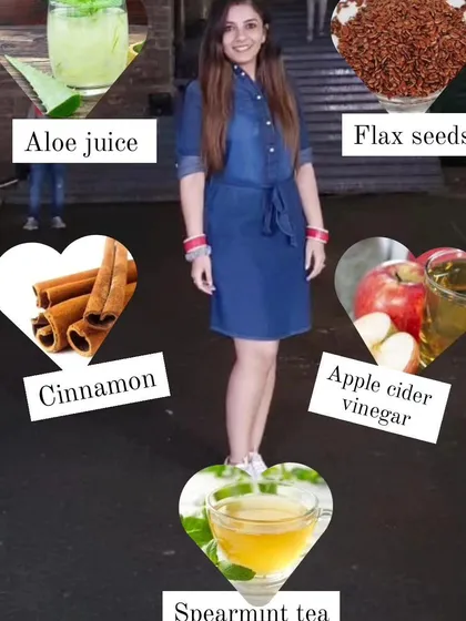 For those with PCOD, incorporating specific superfoods can make a big difference. This graphic shows five easily available ingredients like spearmint tea and flax seeds that I often recommend to my clients for hormonal health.