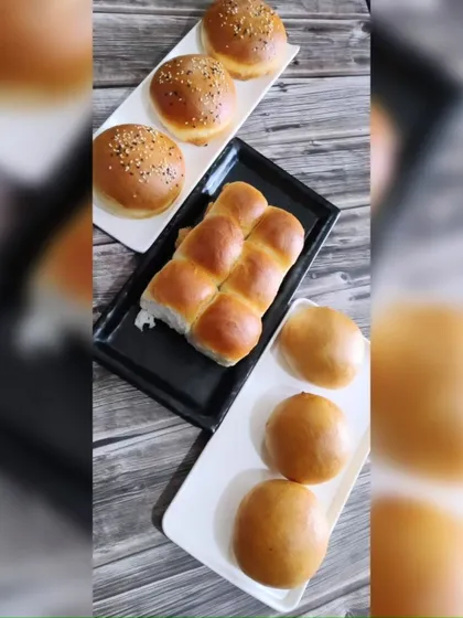 The smell of freshly baked bread is pure happiness. Here is a beautiful assortment of burger buns and pav, all soft, fluffy, and made in our hands-on baking class.