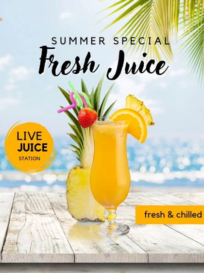 Beat the summer heat with our live juice station. We serve freshly squeezed and chilled juices to provide a healthy and refreshing drink option.
