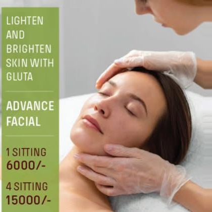 An offer for our Advance Facial with Gluta to lighten and brighten skin, including pricing for single and multiple sittings.