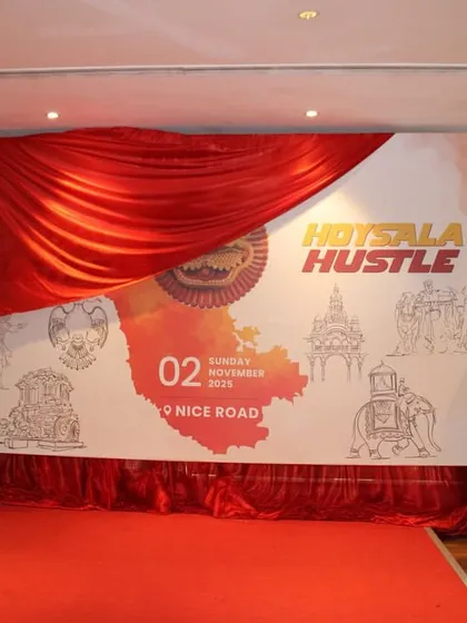 The official unveiling of the Hoysala Hustle. This moment captures the excitement of launching a new thematic road race for the incredible Bengaluru running community.