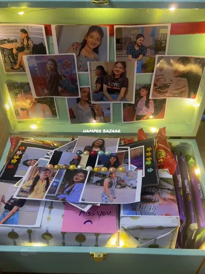 Looking for a truly personal gift? This memory trunk was made for a best friend, filled with photos, inside jokes, and favorite chocolates. We can create a completely custom hamper based on your story and budget.