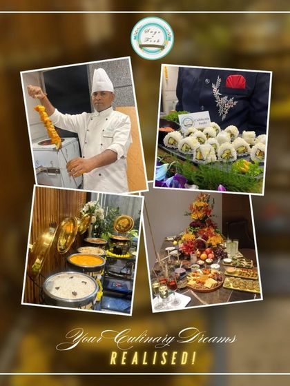Your culinary dreams, realized. This collage shows our chefs in action, our buffet setups, and our beautiful grazing tables, showcasing our ability to cater to any house party or celebration.