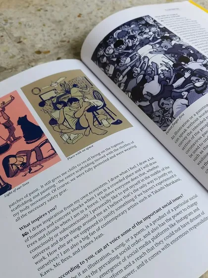 An inside look at the magazine article, where some of my other illustrations are shown alongside an interview. I discuss my inspirations and how art can be a powerful voice for social issues.