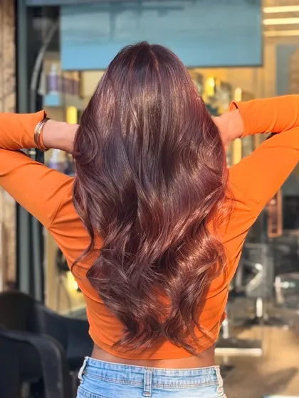 The back view of the copper and mocha blend shows how the colors melt together for a seamless, warm finish.