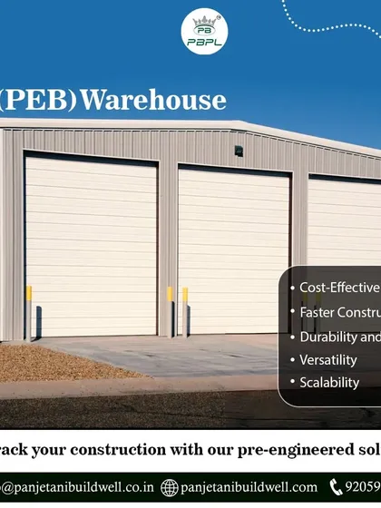Fast-track your construction with our pre-engineered solutions. This completed PEB warehouse showcases the durability and scalability of our buildings, which are designed to meet your business's evolving needs.
