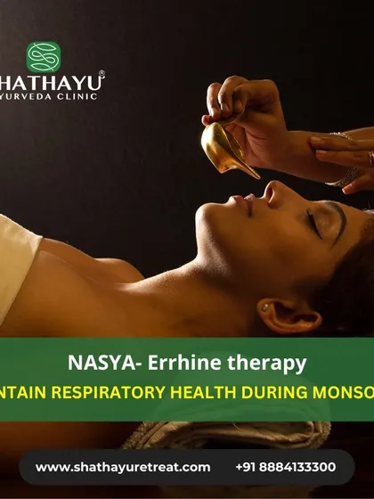 Nasya, or Errhine therapy, is an excellent way to maintain respiratory health, especially during monsoon seasons. It helps keep the nasal passages clear and supports overall respiratory function.