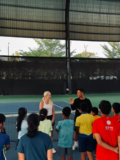 Learning from the best is a core part of our philosophy. Our junior athletes get a unique opportunity to hear from former WTA pro Diana Marcinkevica, gaining invaluable insights into the dedication and mental resilience required for a professional tennis career.