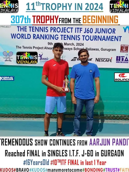 The tremendous show continues from Aarjun Pandit, reaching the singles final of the ITF J-60 in Gurgaon. This was his 10th ITF final in the last year.