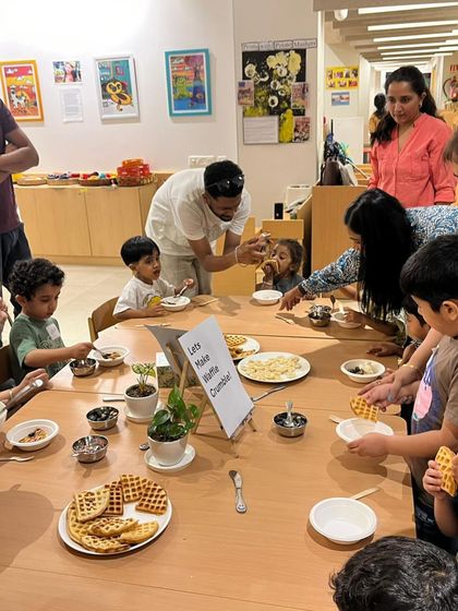Glimpses from a Play Date event, where families experience our after-school program. Parents and children engage in pottery, culinary fun, and free play, showcasing the joyful, community-focused nature of our offerings.