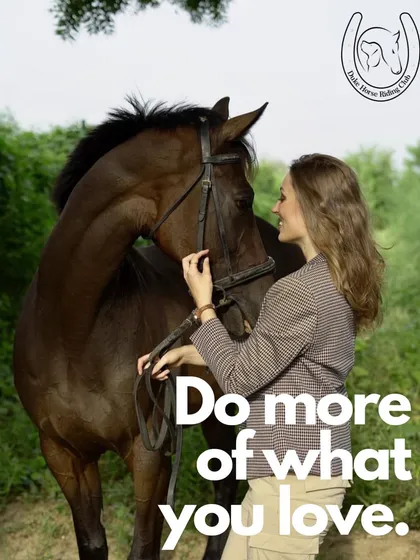 A rider shares a quiet moment with her horse. We encourage everyone to take time to connect with their equine partner, as this bond is what makes the experience so meaningful.