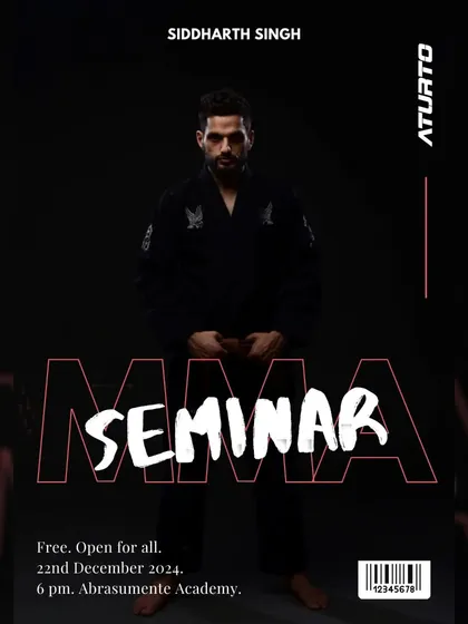 ATURTO presents a BJJ for MMA Seminar with our own head coach, Siddharth Singh, India's only competitive BJJ Black Belt. Spreading the knowledge.