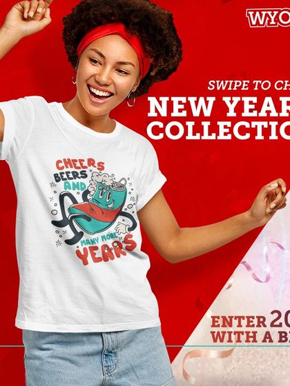Enter 2023 with a blast. Check out my collection of New Year's themed t-shirts, like this "Cheers, Beers, and Many More Years" design, perfect for your New Year's Eve party.