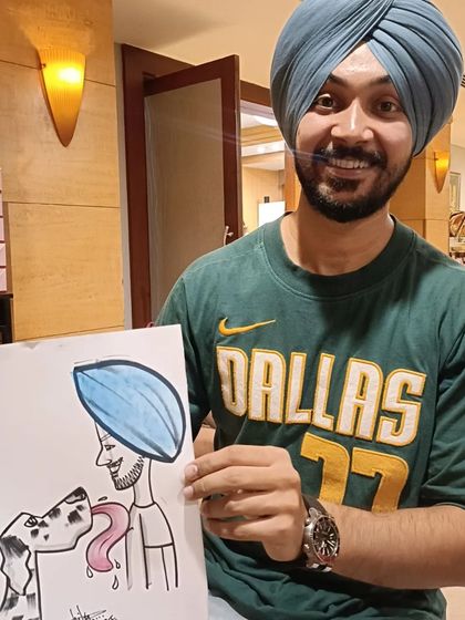 This caricature of a man and his Dalmatian is one of my favorites. The dog's long tongue adds a lot of humor.