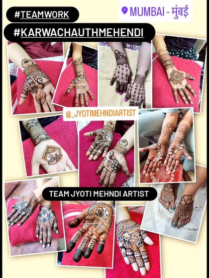 Another look at our teamwork during Karva Chauth, handling multiple clients and providing beautiful, festive designs for everyone.