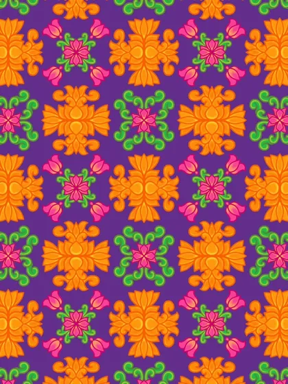 This view shows how the pattern repeats seamlessly. I love creating designs that could go on forever, creating a world of endless color and shape.