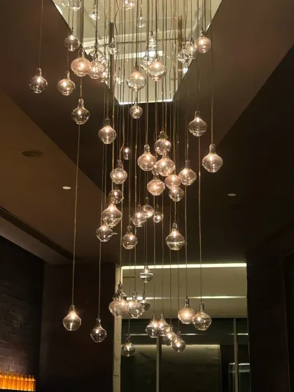 The stunning light installation at Juniper Bar, Andaz Delhi, which creates a magical ambiance for an evening of cocktails.