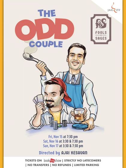 The poster for Neil Simon's classic comedy "The Odd Couple," showcasing the hilarious conflicts that arise when two mismatched friends become roommates.